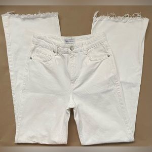 ZARA Long Leg Bootcut High Rise Denim White Jean